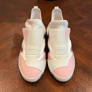 Salvatore Ferragamo Nile Pink White Neoprene Leather Sock Sneaker 7.5C